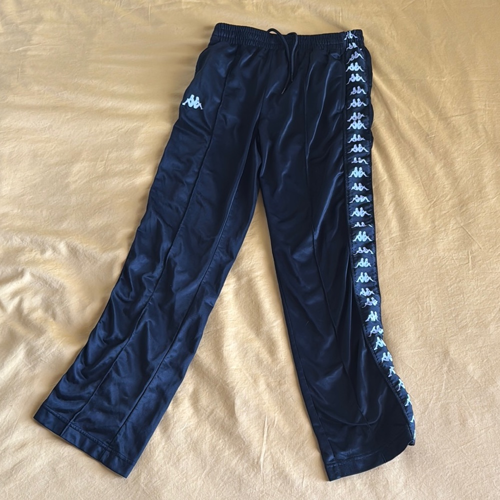 Kappa Black Track Pants with Iconic Logo size Medium